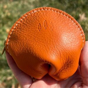 Portland Leather Fortune Cookie Zipper Pouch Orange Koi